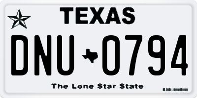 TX license plate DNU0794