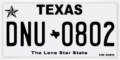 TX license plate DNU0802