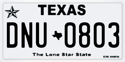 TX license plate DNU0803