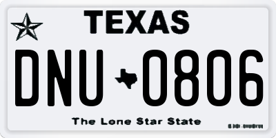 TX license plate DNU0806