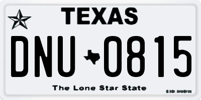 TX license plate DNU0815