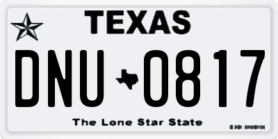 TX license plate DNU0817
