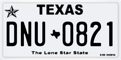 TX license plate DNU0821