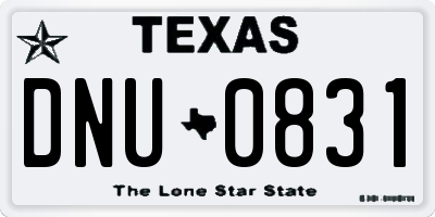 TX license plate DNU0831