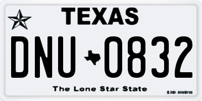 TX license plate DNU0832