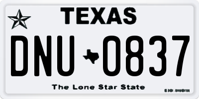 TX license plate DNU0837