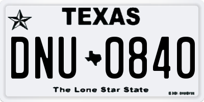 TX license plate DNU0840
