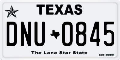 TX license plate DNU0845