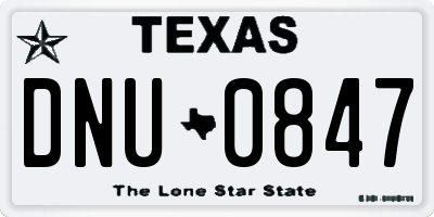 TX license plate DNU0847