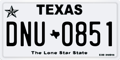TX license plate DNU0851