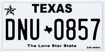 TX license plate DNU0857