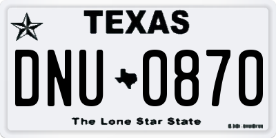 TX license plate DNU0870