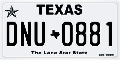 TX license plate DNU0881