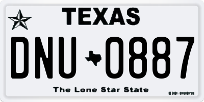 TX license plate DNU0887