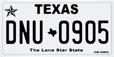 TX license plate DNU0905