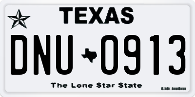 TX license plate DNU0913