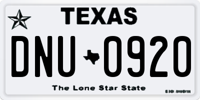 TX license plate DNU0920