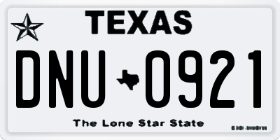 TX license plate DNU0921