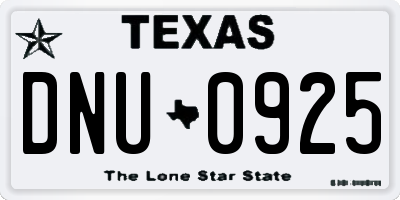 TX license plate DNU0925