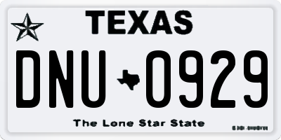 TX license plate DNU0929