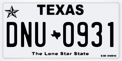 TX license plate DNU0931