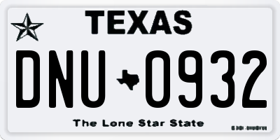 TX license plate DNU0932