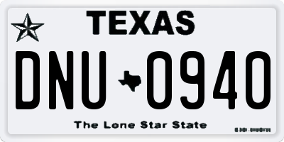 TX license plate DNU0940