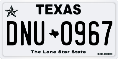 TX license plate DNU0967