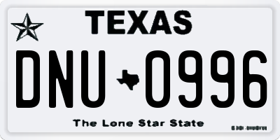 TX license plate DNU0996