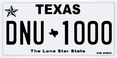 TX license plate DNU1000
