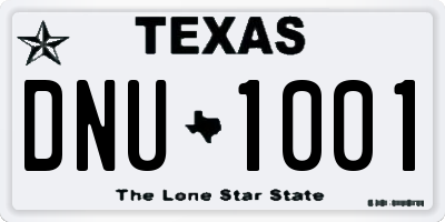 TX license plate DNU1001