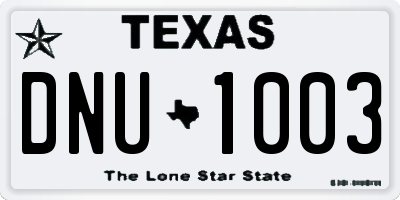TX license plate DNU1003