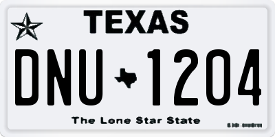 TX license plate DNU1204