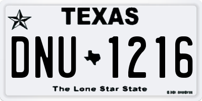TX license plate DNU1216