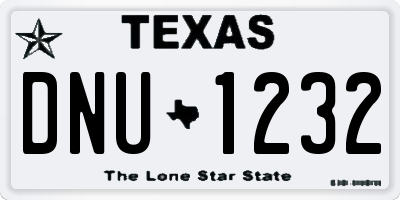 TX license plate DNU1232