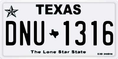 TX license plate DNU1316