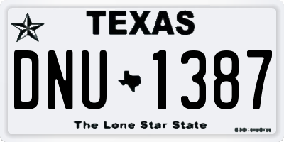 TX license plate DNU1387