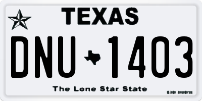 TX license plate DNU1403