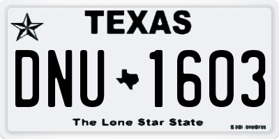 TX license plate DNU1603