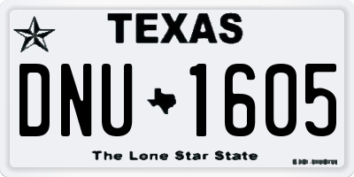 TX license plate DNU1605