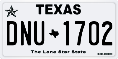 TX license plate DNU1702