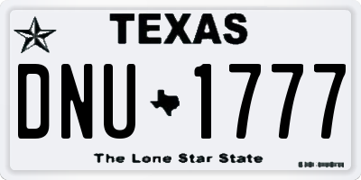 TX license plate DNU1777
