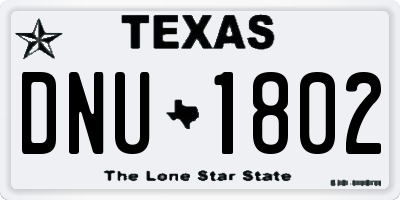 TX license plate DNU1802