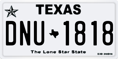 TX license plate DNU1818