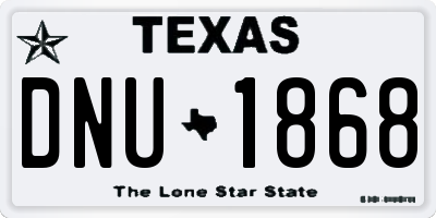 TX license plate DNU1868