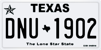 TX license plate DNU1902