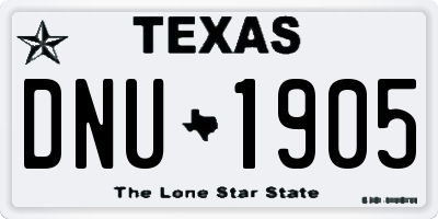 TX license plate DNU1905
