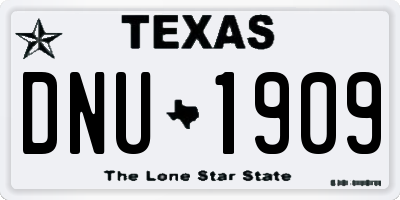 TX license plate DNU1909