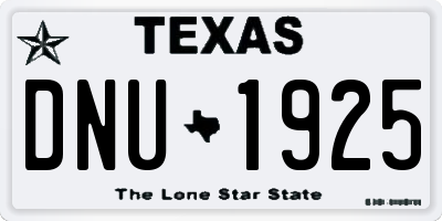 TX license plate DNU1925