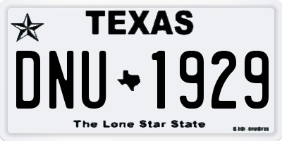 TX license plate DNU1929